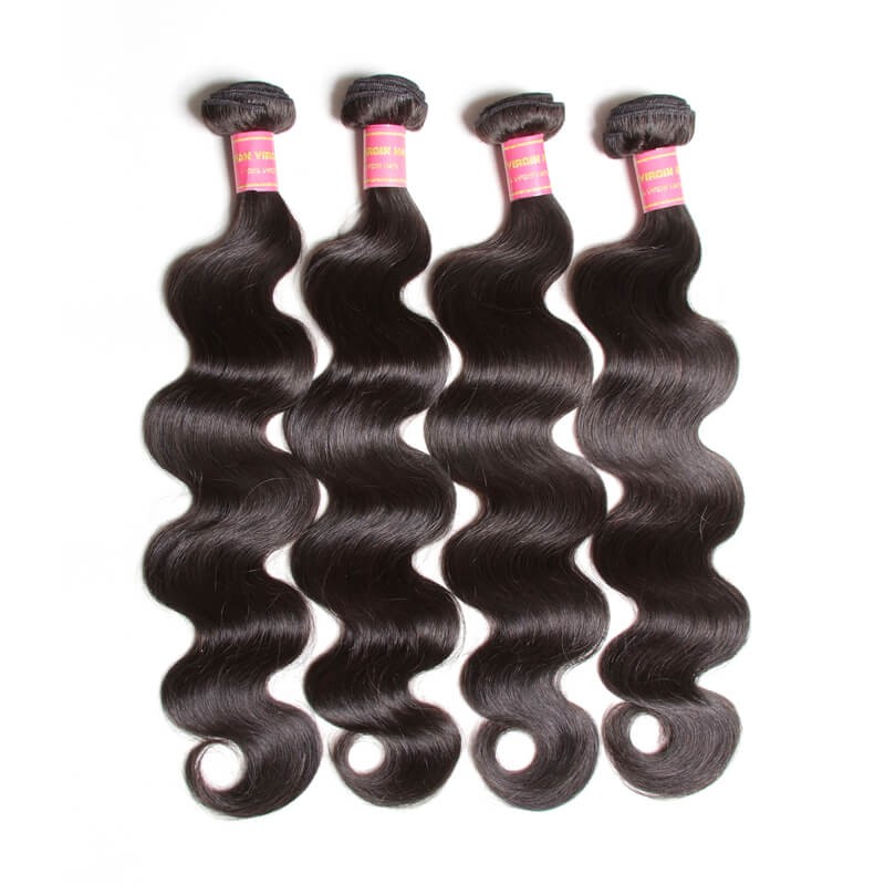 Idolra Quality Malaysian Hair 4 Bundles Pcs Natural Black Virgin Malaysian Body Wave Human Hair Weaving